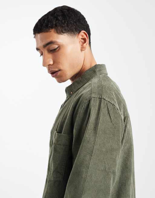 ASOS DESIGN cord overshirt in dark green, 4 of 5