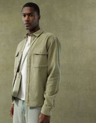 ASOS DESIGN ASOS DESIGN cord overshirt in khaki-Green