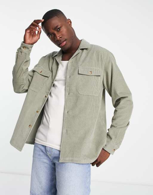 ASOS DESIGN cord overshirt in light khaki | ASOS