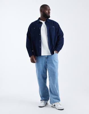 Asos Design Cord Overshirt In Blue