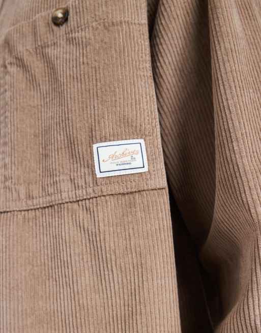 ASOS DESIGN cord overshirt with badge in beige, 5 of 5