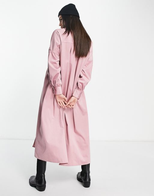 ASOS DESIGN cord oversized maxi shirt dress with slits in pink, 2 of 4