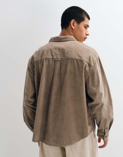 ASOS DESIGN cord oversized shirt in beige, 5 of 5