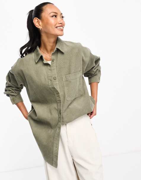 Khaki green outlet shirt women's