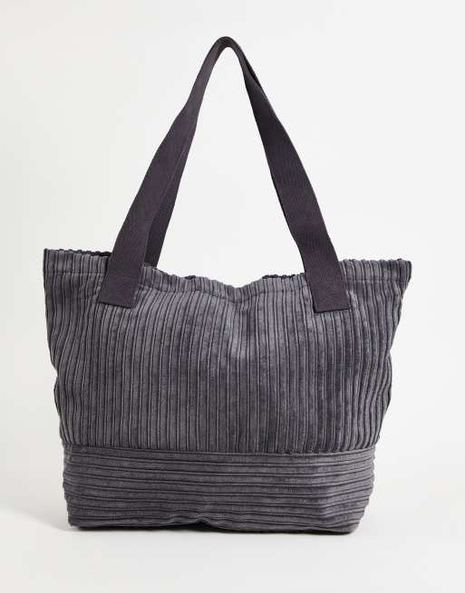 ASOS DESIGN cord oversized tote bag in grey