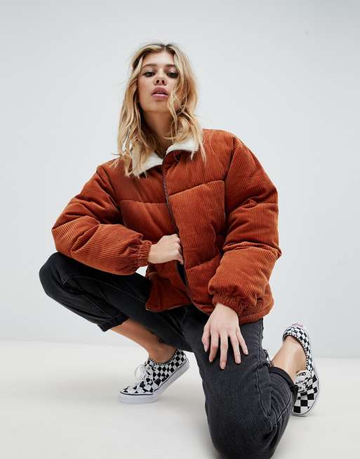 ASOS DESIGN cord padded jacket