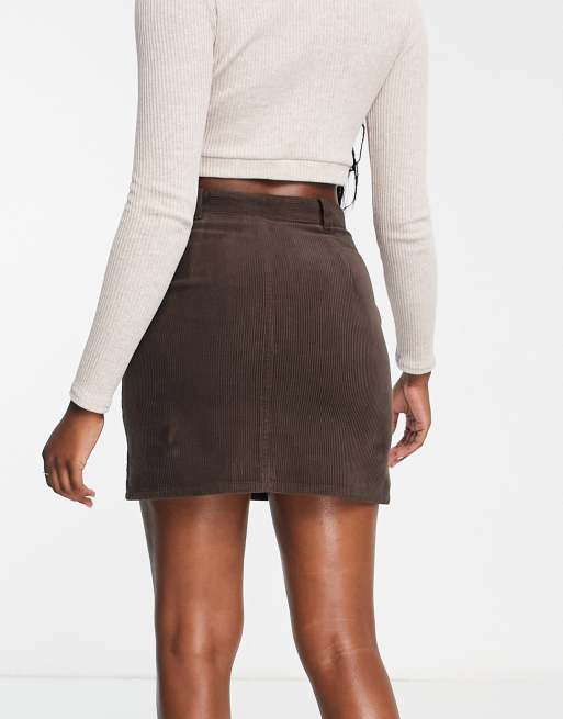 Asos brown 2024 corduroy skirt