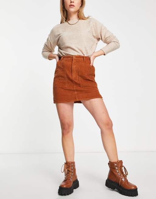 Asos brown hotsell corduroy skirt