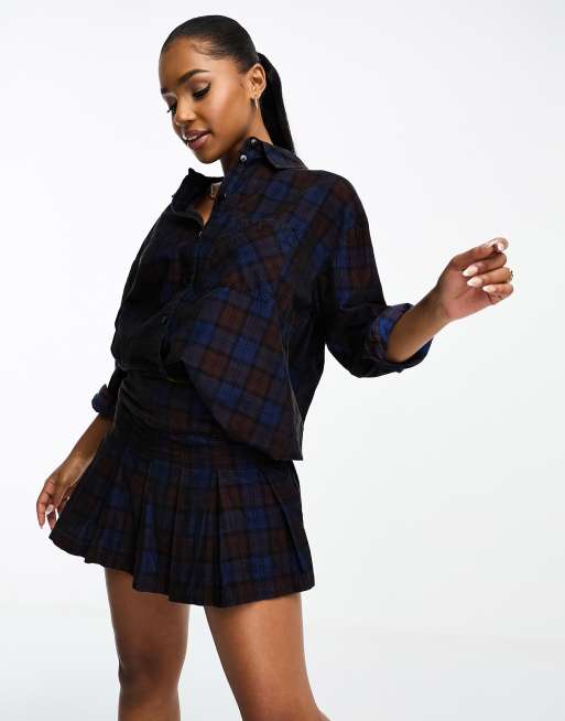 Asos blue plaid skirt sale