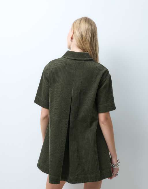 ASOS DESIGN cord polo mini dress in olive, 4 of 4