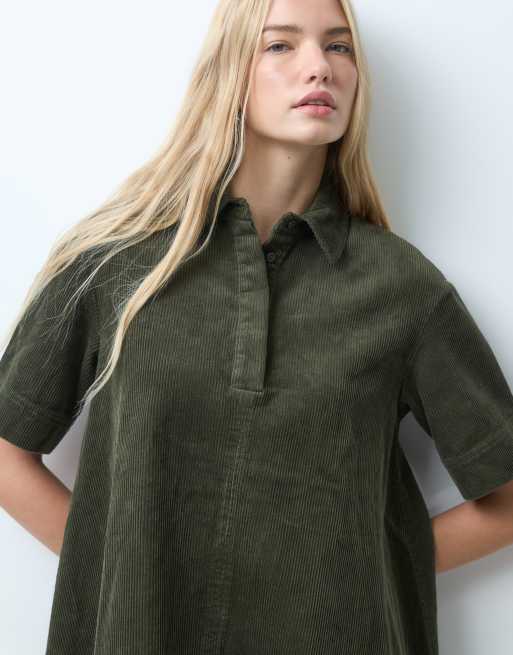 ASOS DESIGN cord polojurk mini in olijfgroen, 2 van 4