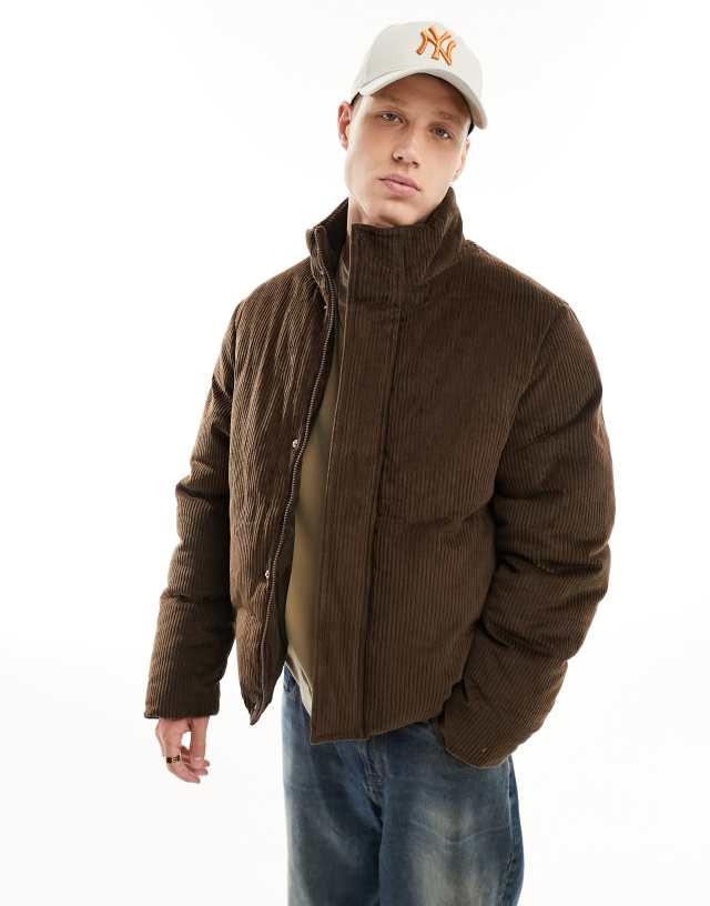 ASOS DESIGN - cord puffer jacket in brown