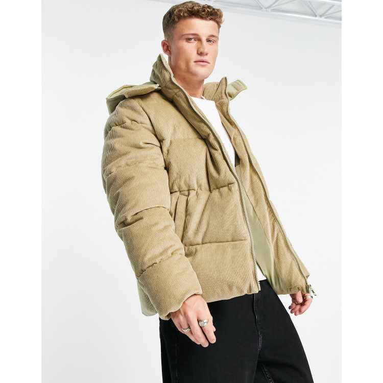 Cropped cord puffer jacket best sale