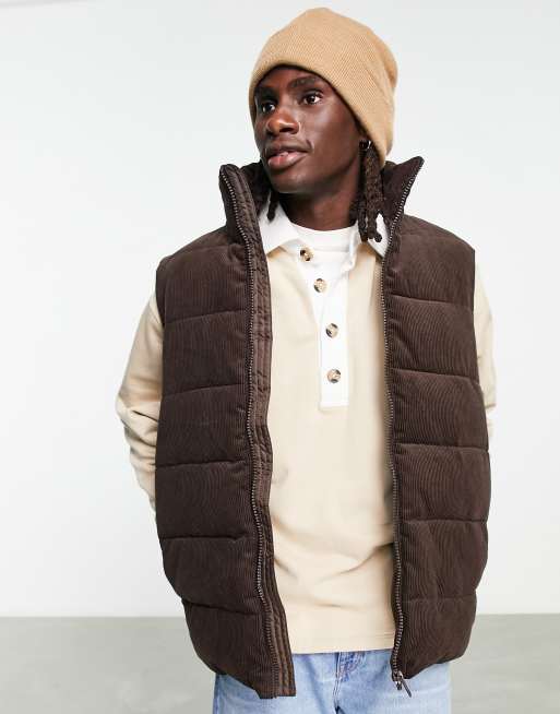 Puffer Vest /BLACK/BROWN/ Brown / M