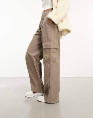 ASOS DESIGN cord pull on cargo pants in biscuit | ASOS