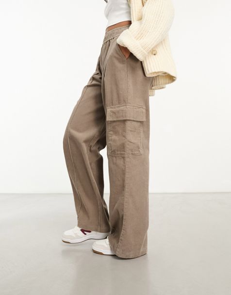 ASOS DESIGN washed moto cargo pants with 3D pockets in brown