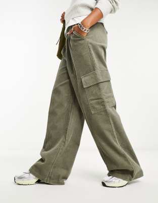 Asos Design Palazzo Pants In Khaki-green In Green