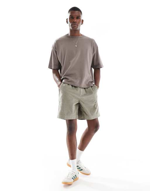 ASOS DESIGN – Cord-Shorts in Khaki mit Workwear-Aufnäher, 3 von 5