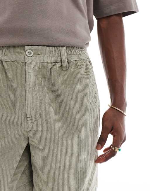 ASOS DESIGN – Cord-Shorts in Khaki mit Workwear-Aufnäher, 5 von 5