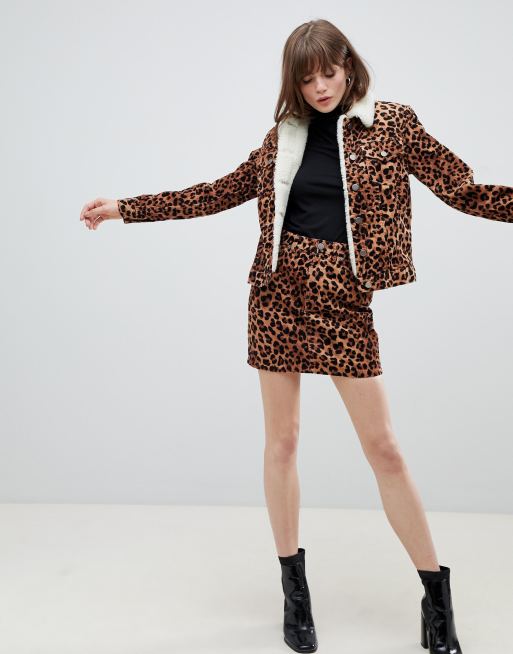 Cord shop leopard skirt