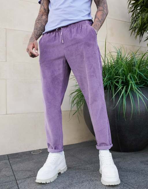 ASOS DESIGN cord slim pants in washed purple