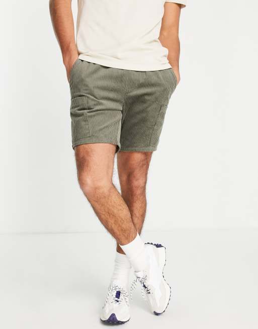 Plain Corduroy Shorts with Side Pockets for Men