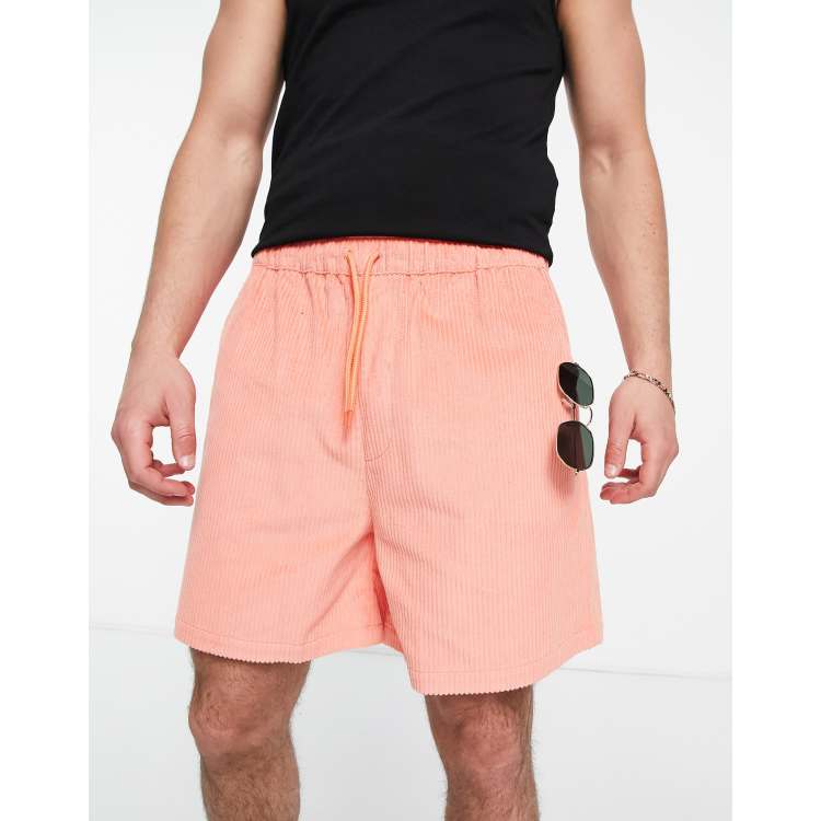 ASOS DESIGN slim cord shorts with cargo pockets in charcoal