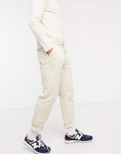 ASOS DESIGN cord slim trousers in beige