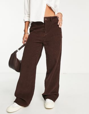 ASOS DESIGN cord slouchy dad pants in brown