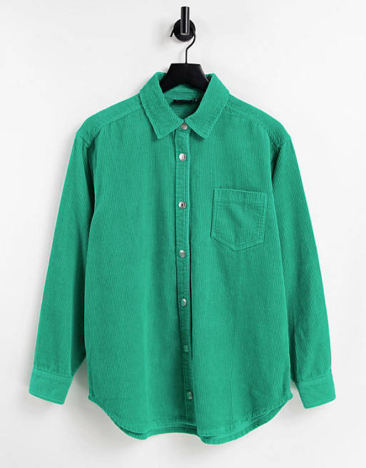 ASOS DESIGN cord slouchy shirt in grass green