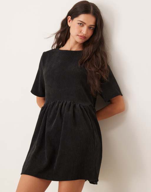 black short sleeve smock dress boohoo Women's Plus Size Rib T-Shirt Smock Dress