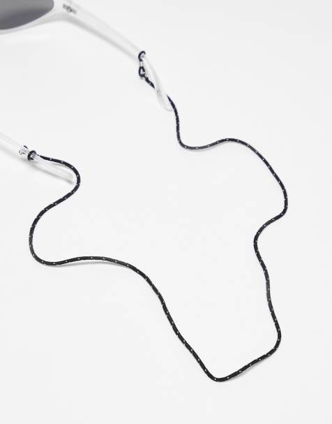 ASOS DESIGN cord sunglass chain in black and white - view 1