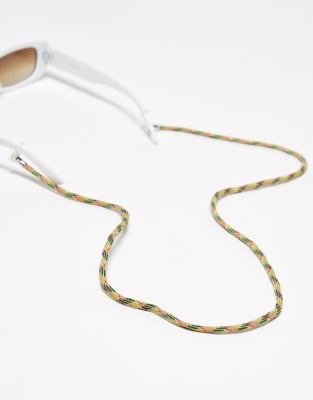 ASOS DESIGN cord sunglasses chain in beige and khaki - ASOS Price Checker