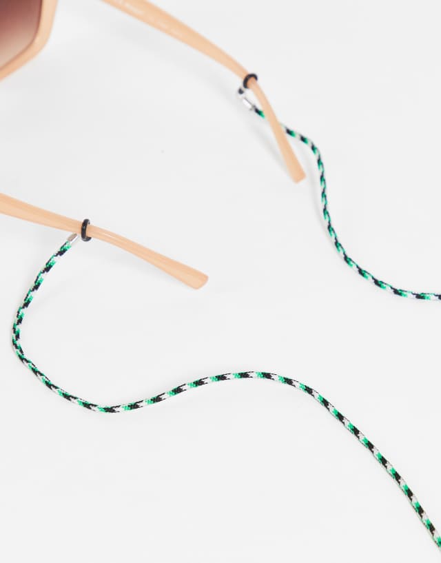 ASOS DESIGN cord sunglasses chain in sporty green multicolor