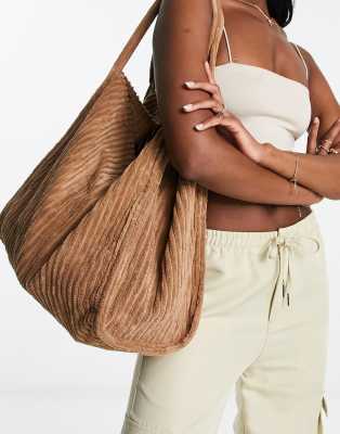 ASOS DESIGN cord tote bag in brown