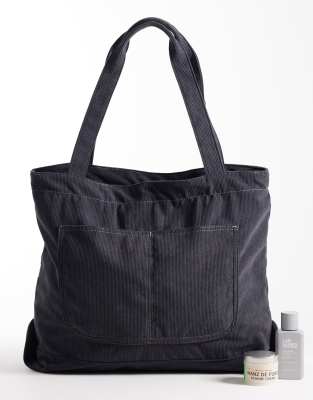 ASOS DESIGN ASOS DESIGN cord tote bag in grey-Navy