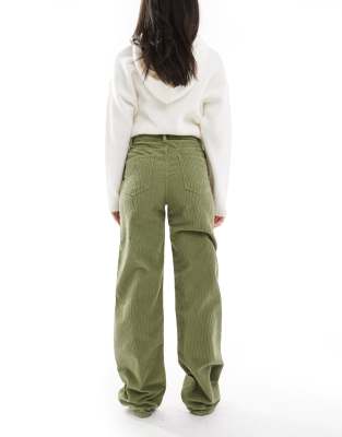 Asos Design Cord Turn Up Jeans In Green