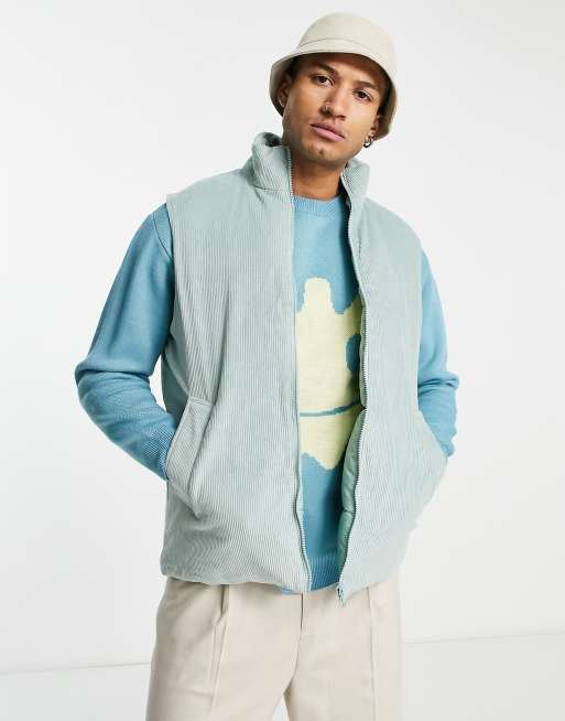 ASOS DESIGN cord vest in sage green