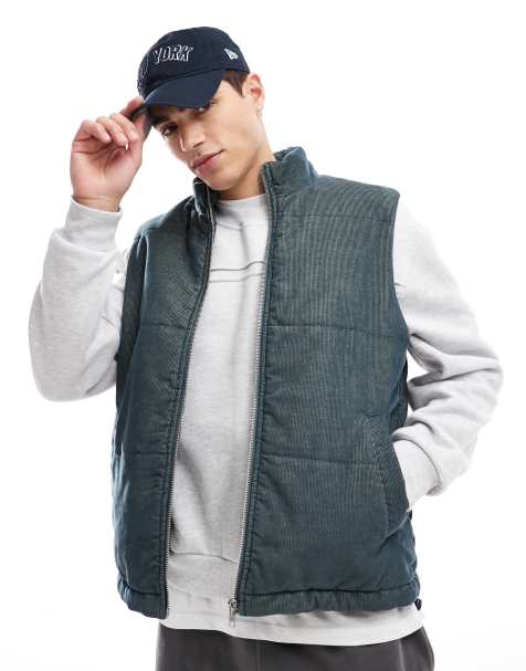 ASOS DESIGN cord vest with wash in navy - view 1