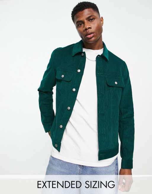 ASOS DESIGN cord western jacket in dark green