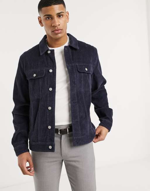 ASOS DESIGN cord western jacket in navy ASOS