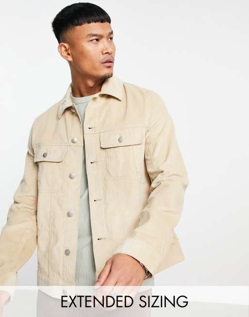 ASOS DESIGN cord western jacket in stone ASOS