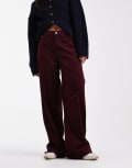 [ASOS DESIGN] ASOS DESIGN cord wide leg pants in burgundy pinstripe-Red 6 BURGUNDY PINSTRIPE