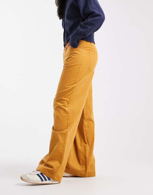 ASOS DESIGN cord wide leg pants in mustard