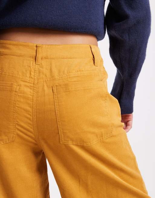 ASOS DESIGN cord wide leg pants in mustard