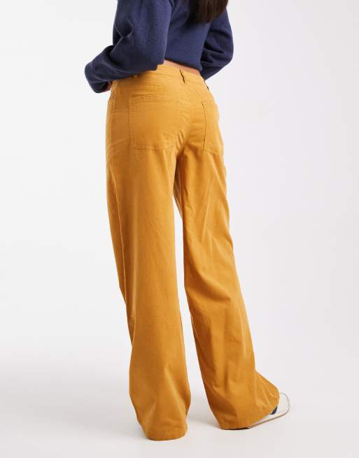 ASOS DESIGN cord wide leg pants in mustard