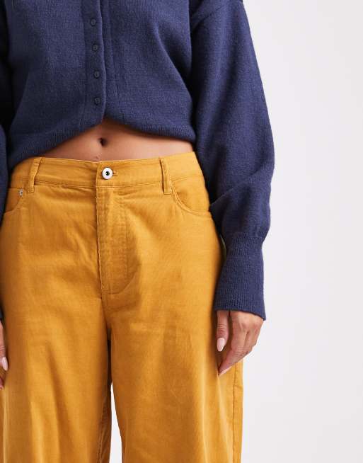 ASOS DESIGN cord wide leg pants in mustard
