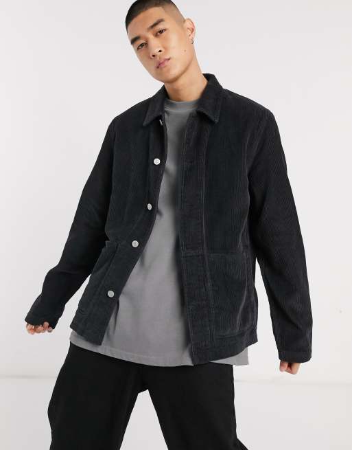 ASOS DESIGN cord worker jacket in black | ASOS