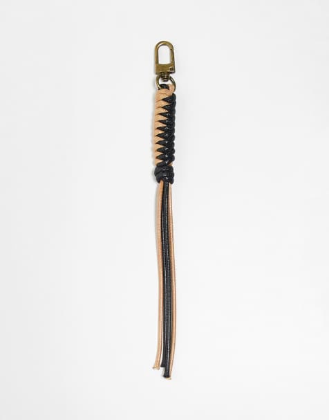 ASOS DESIGN cord woven bag charm in brown - view 1