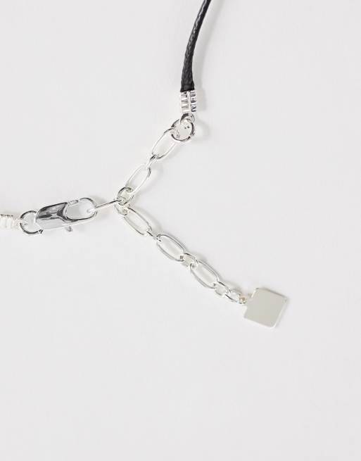 ASOS DESIGN corded necklace with resin and circular pendants in silver tone, 3 of 4